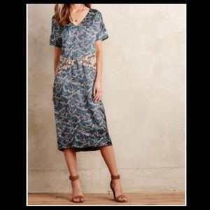 ANTHROPOLOGIE-Burning Torch silk satin dress-S
